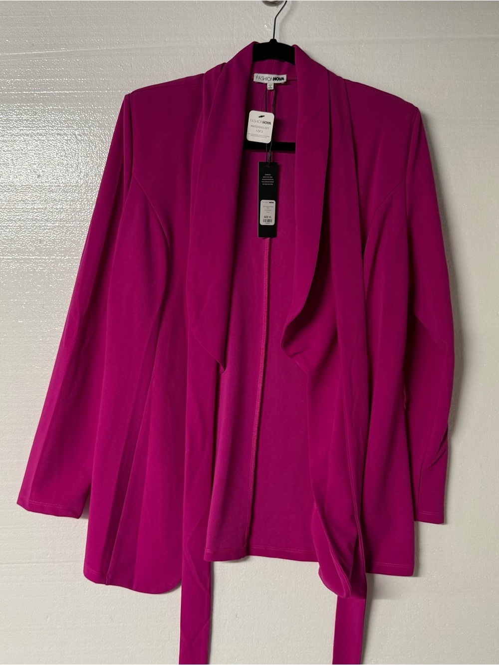 Fashion Nova CEO Vibes Blazer Set Pink Size XL Open Front Longline Jacket Belt